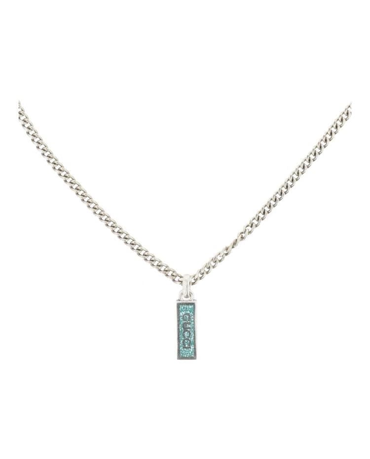 Gucci Sterling Silver Logo Plaque Necklace Silver
