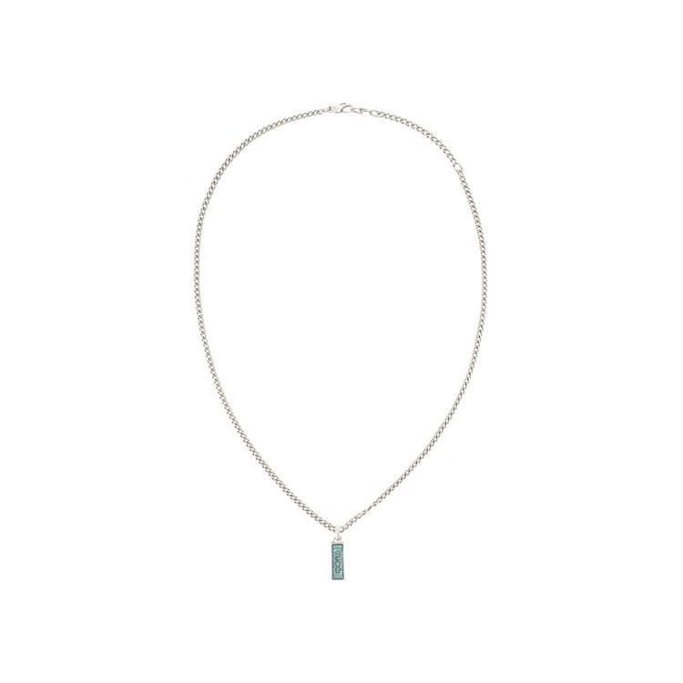 Gucci Sterling Silver Logo Plaque Necklace Silver