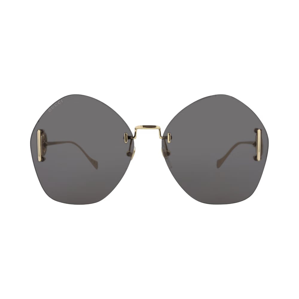 Gucci Round Frame Metal Sunglasses Gold/Grey