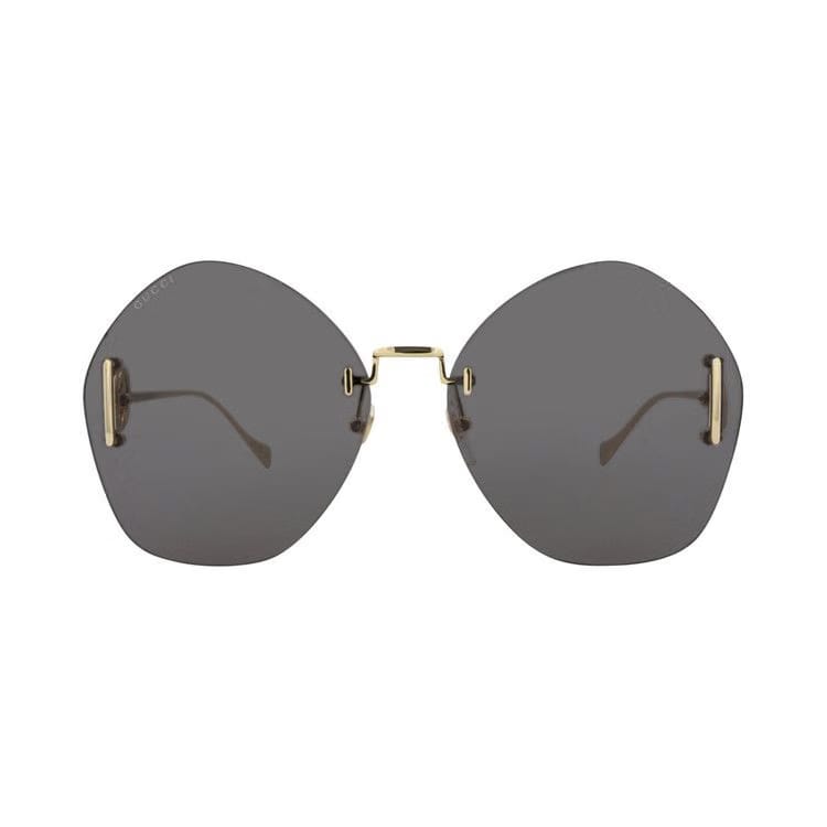 Gucci Round Frame Metal Sunglasses Gold/Grey