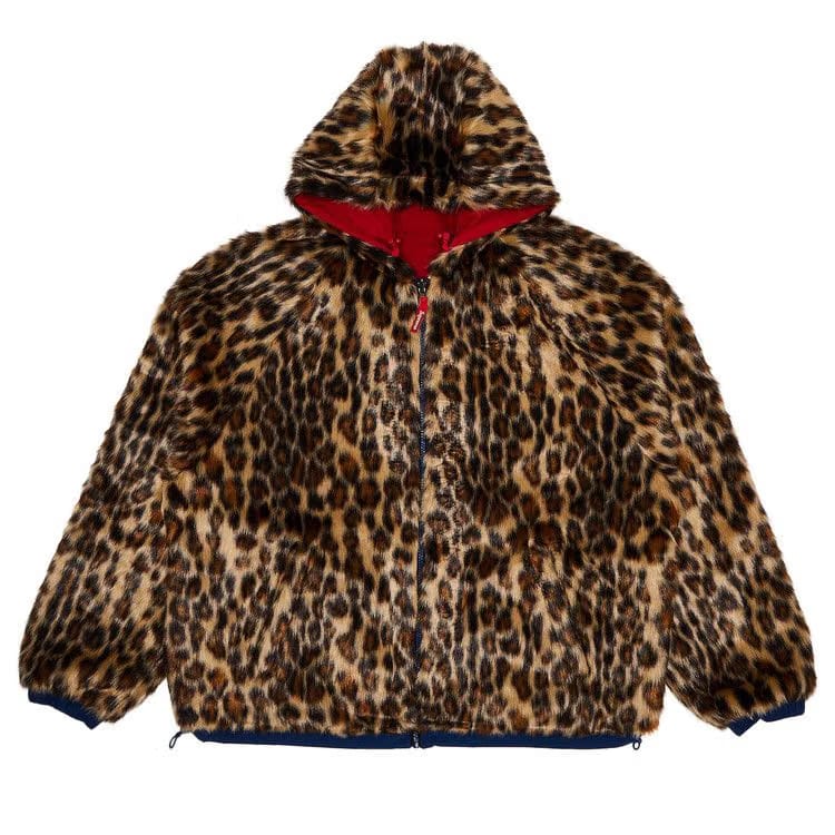 Supreme Faux Fur Reversible Hooded Track Jacket Red
