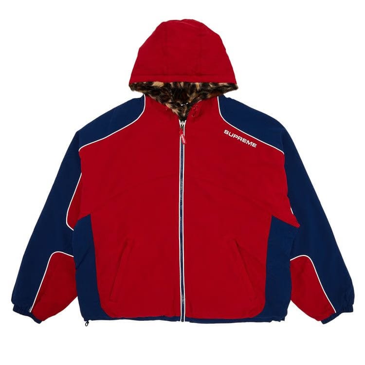 Supreme Faux Fur Reversible Hooded Track Jacket Red