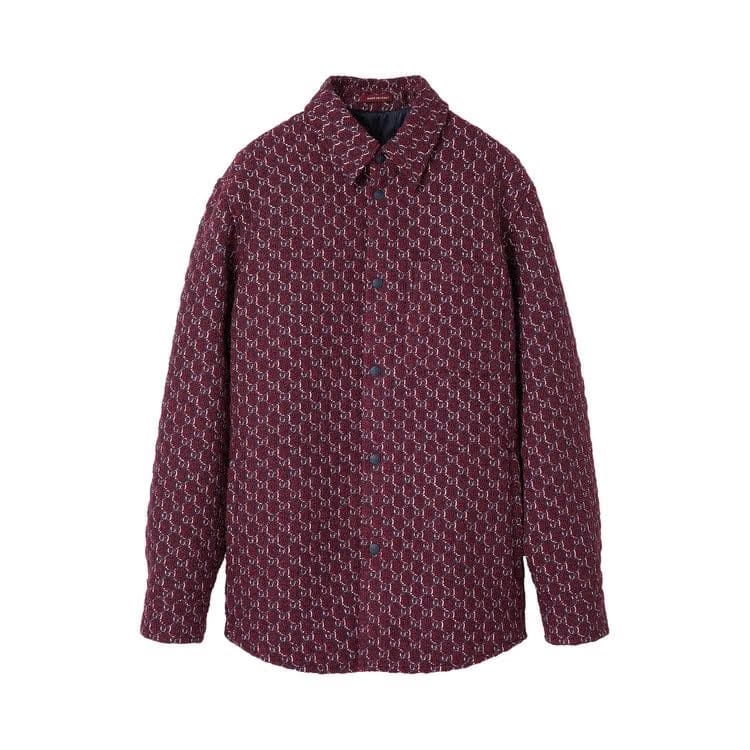 Gucci Bouclé Wool Jacquard Shirt Burgundy/Blue