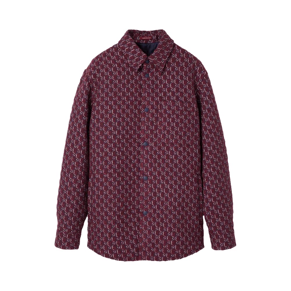 Gucci Bouclé Wool Jacquard Shirt Burgundy/Blue