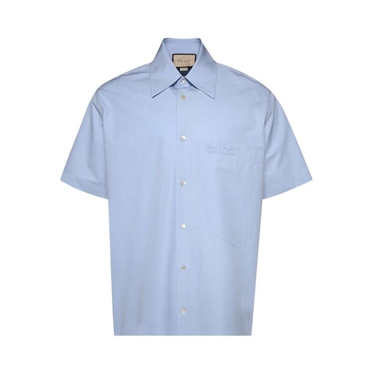 Gucci Embroidered Shirt Baby Blue