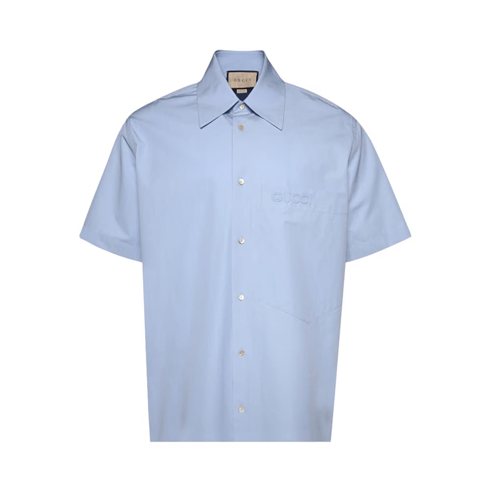 Gucci Embroidered Shirt Baby Blue
