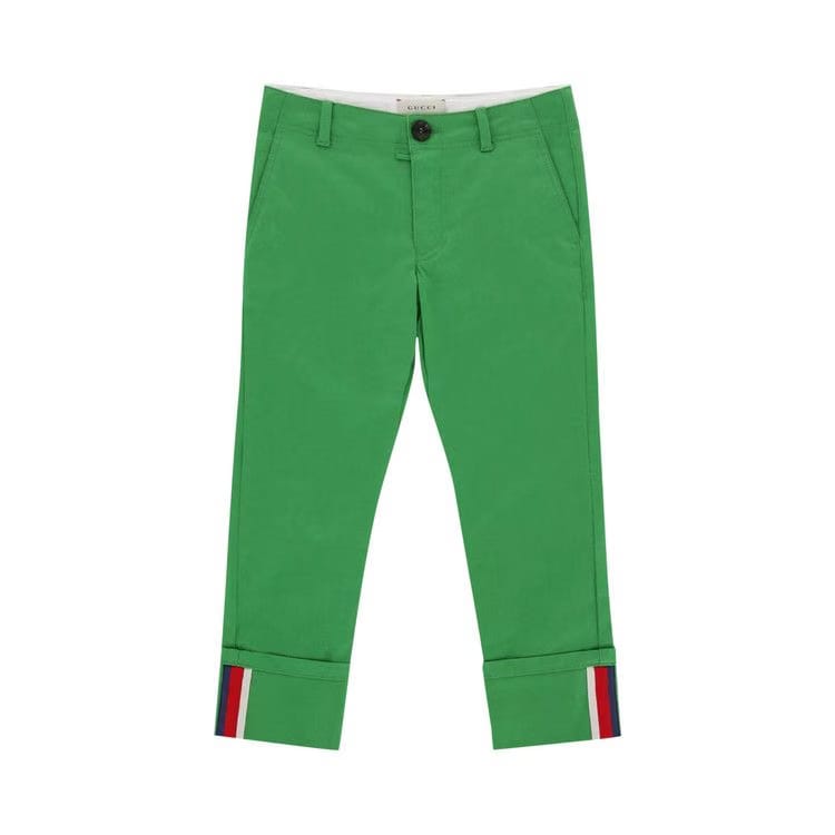 Gucci Kids Web Garbardine Pants Parak Green/White/Red/Blue