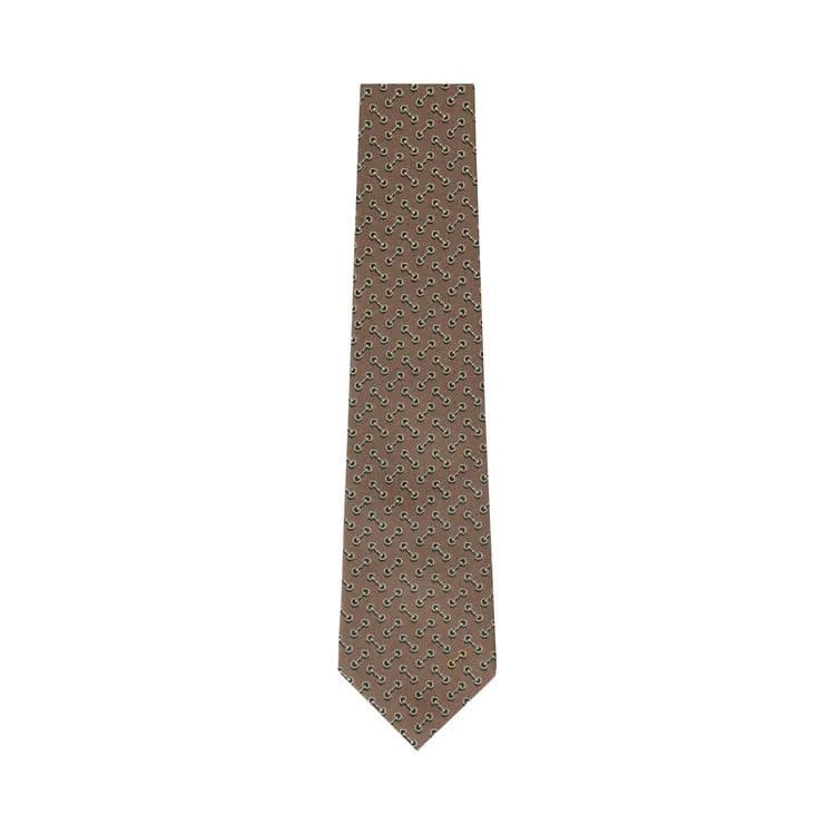 Gucci Horsebit Silk Jacquard Tie Camel Multi