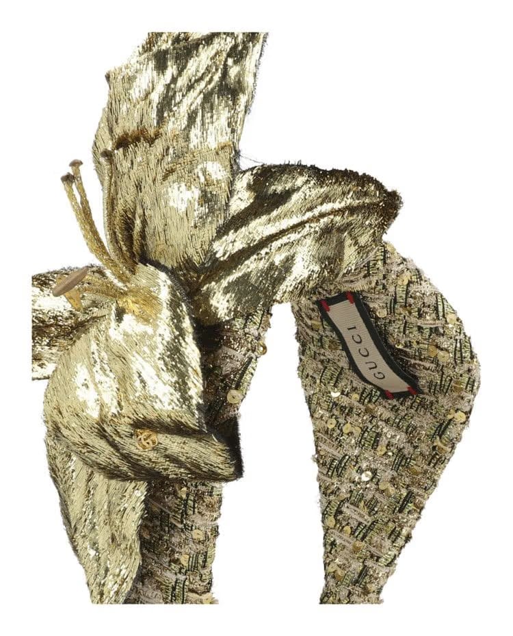 Gucci Metallic Floral Statement Headband Gold