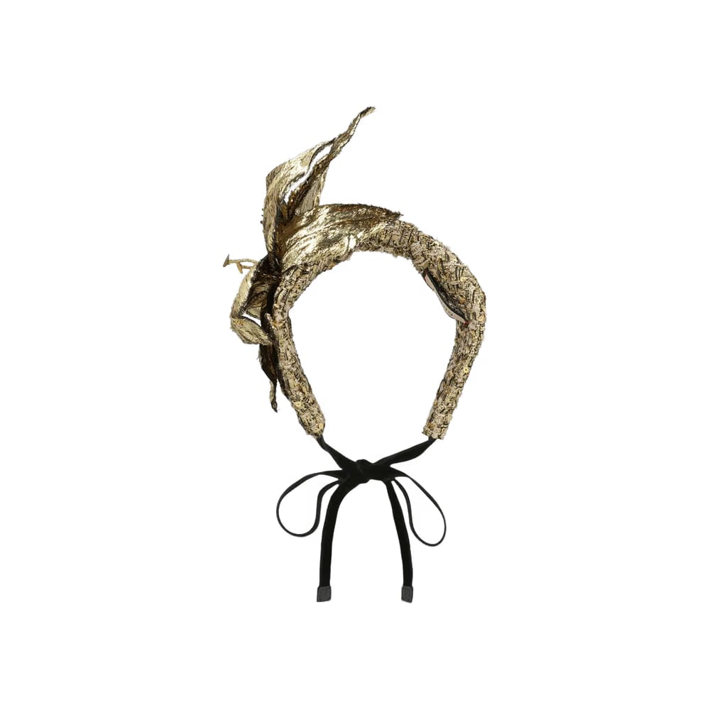 Gucci Metallic Floral Statement Headband Gold