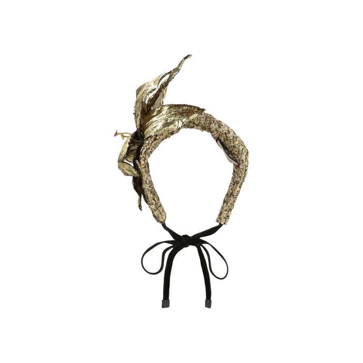 Gucci Metallic Floral Statement Headband Gold