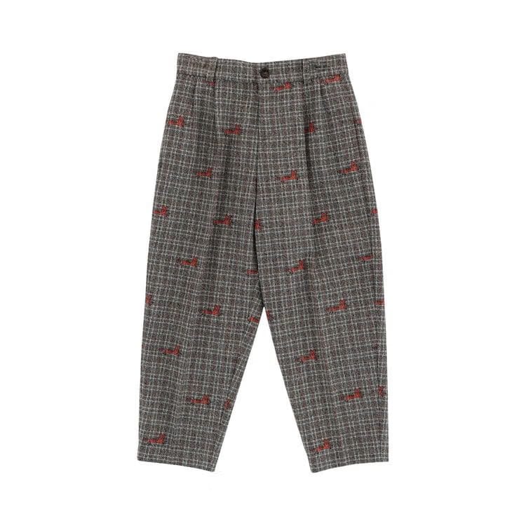 Gucci Kids Patterned Wool Blend Trousers Grey