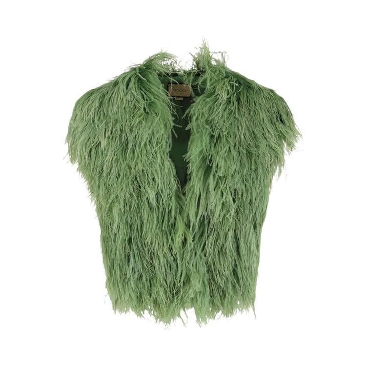 Gucci Ostrich Feather Vest Green