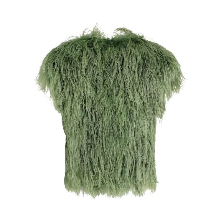 Gucci Ostrich Feather Vest Green
