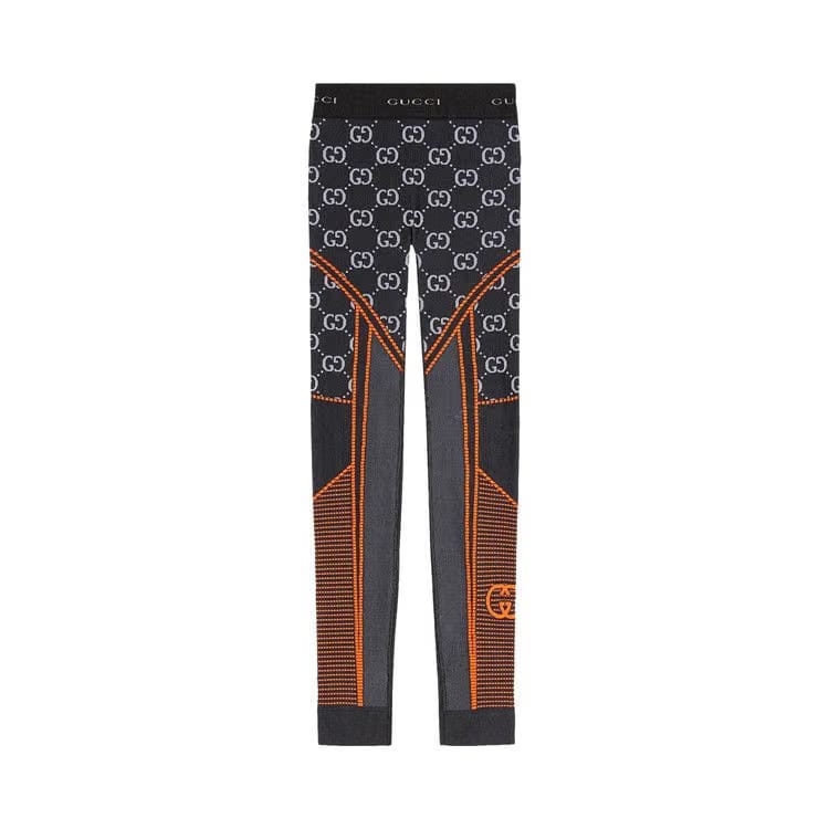Gucci GG Jersey Jacquard Leggings Black/Orange