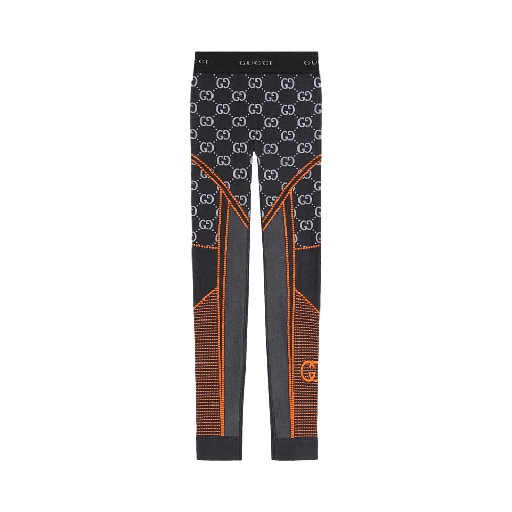 Gucci GG Jersey Jacquard Leggings Black/Orange