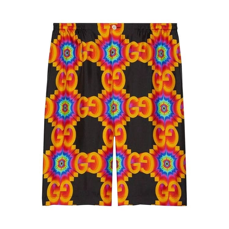 Gucci GG Kaleidoscope Silk Shorts Black/Orange
