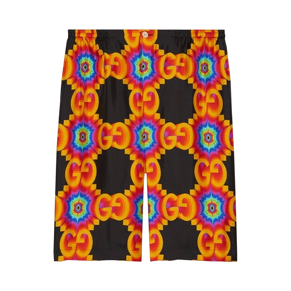 Gucci GG Kaleidoscope Silk Shorts Black/Orange