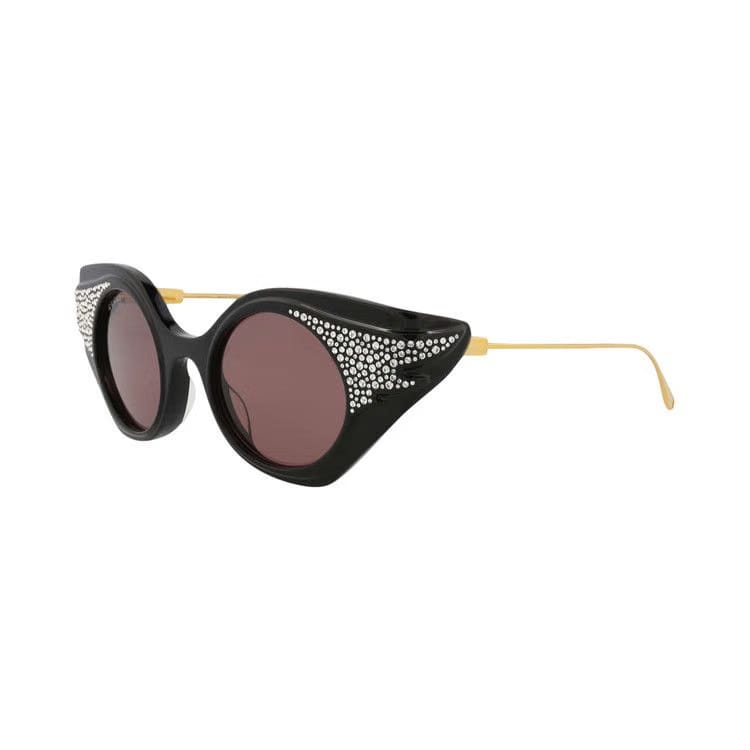 Gucci Cat Eye Sunglasses Black/Gold/Brown