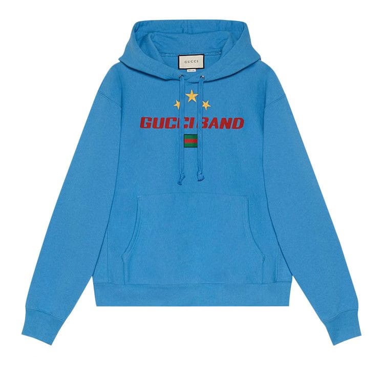Gucci Band Print Hoodie Blue