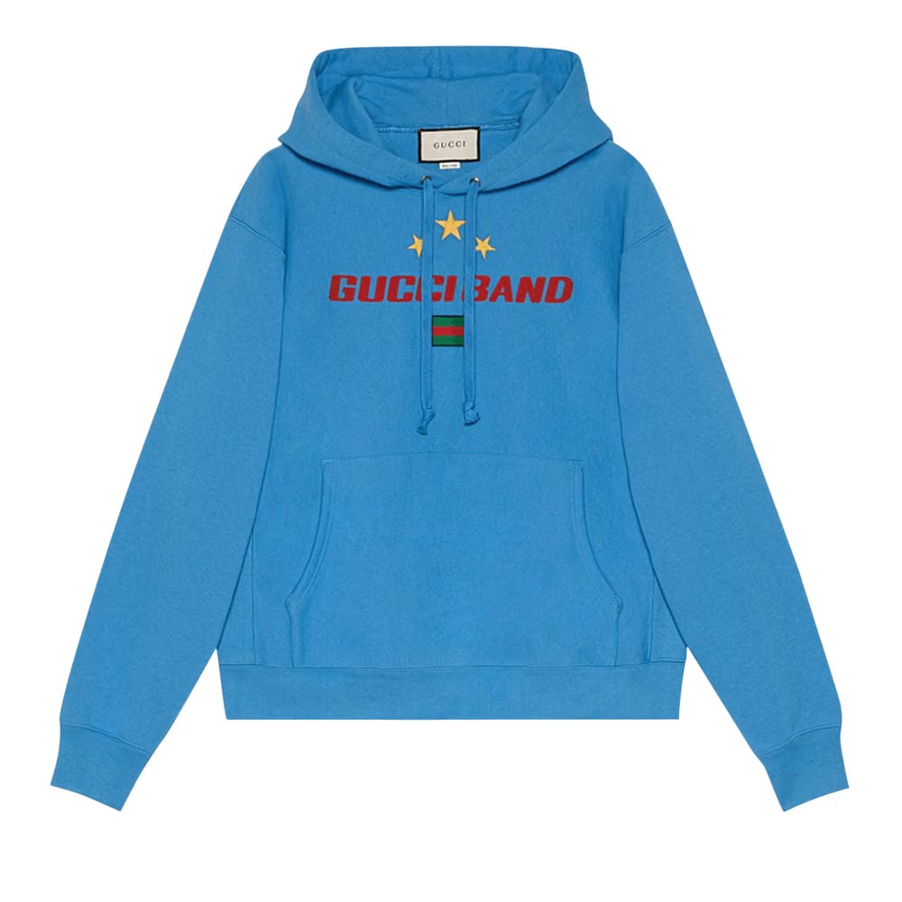 Gucci Band Print Hoodie Blue