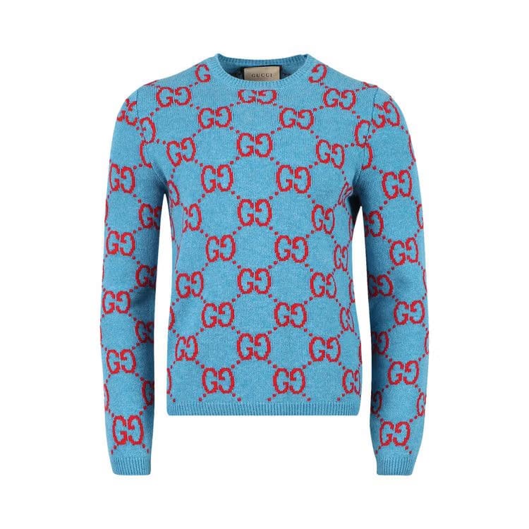 Gucci Soft Wool Monogram Sweater Azure/Multicolor