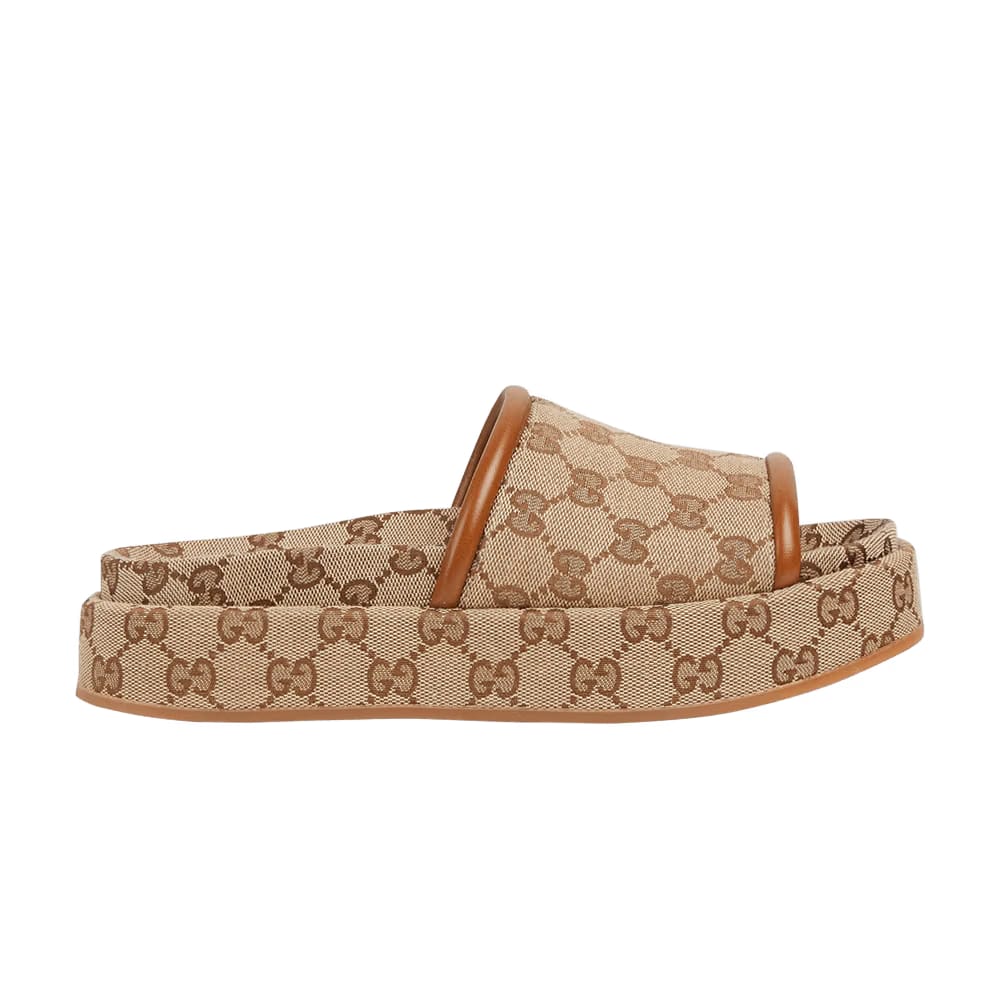 Gucci Wmns Platform Sandal 'GG Canvas - Beige Dark Brown'