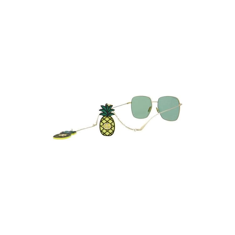 Gucci Square Frame Sunglasses Gold/Green