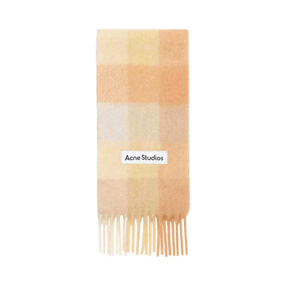 Acne Studios Mohair Checked Scarf Peach/White/Beige