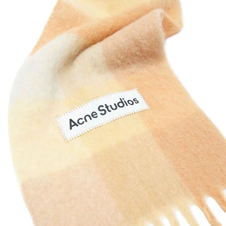 Acne Studios Mohair Checked Scarf Peach/White/Beige
