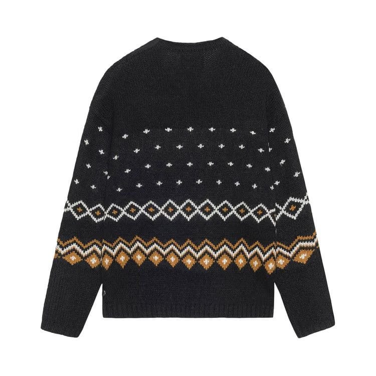 Stussy Roll Neck Fairisle Sweater Charcoal