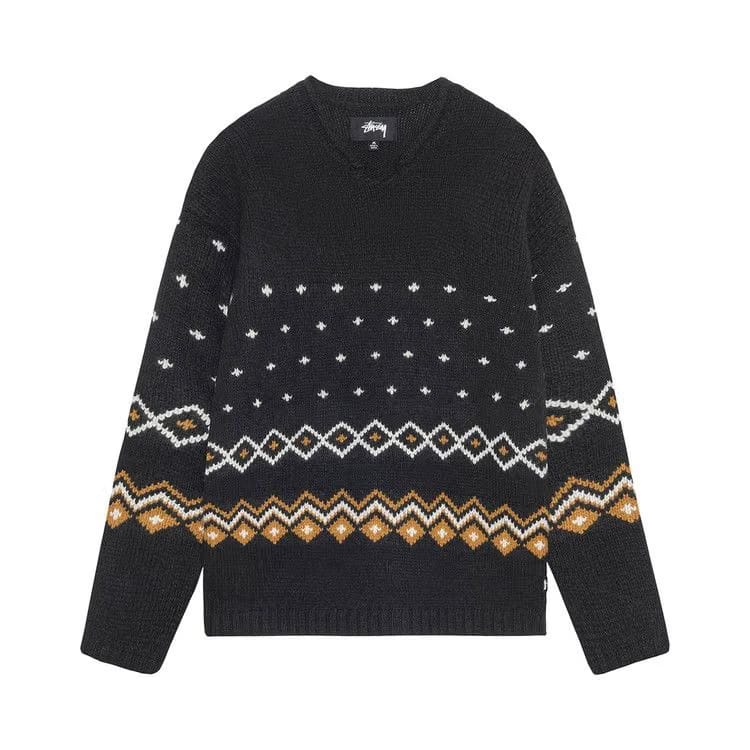 Stussy Roll Neck Fairisle Sweater Charcoal