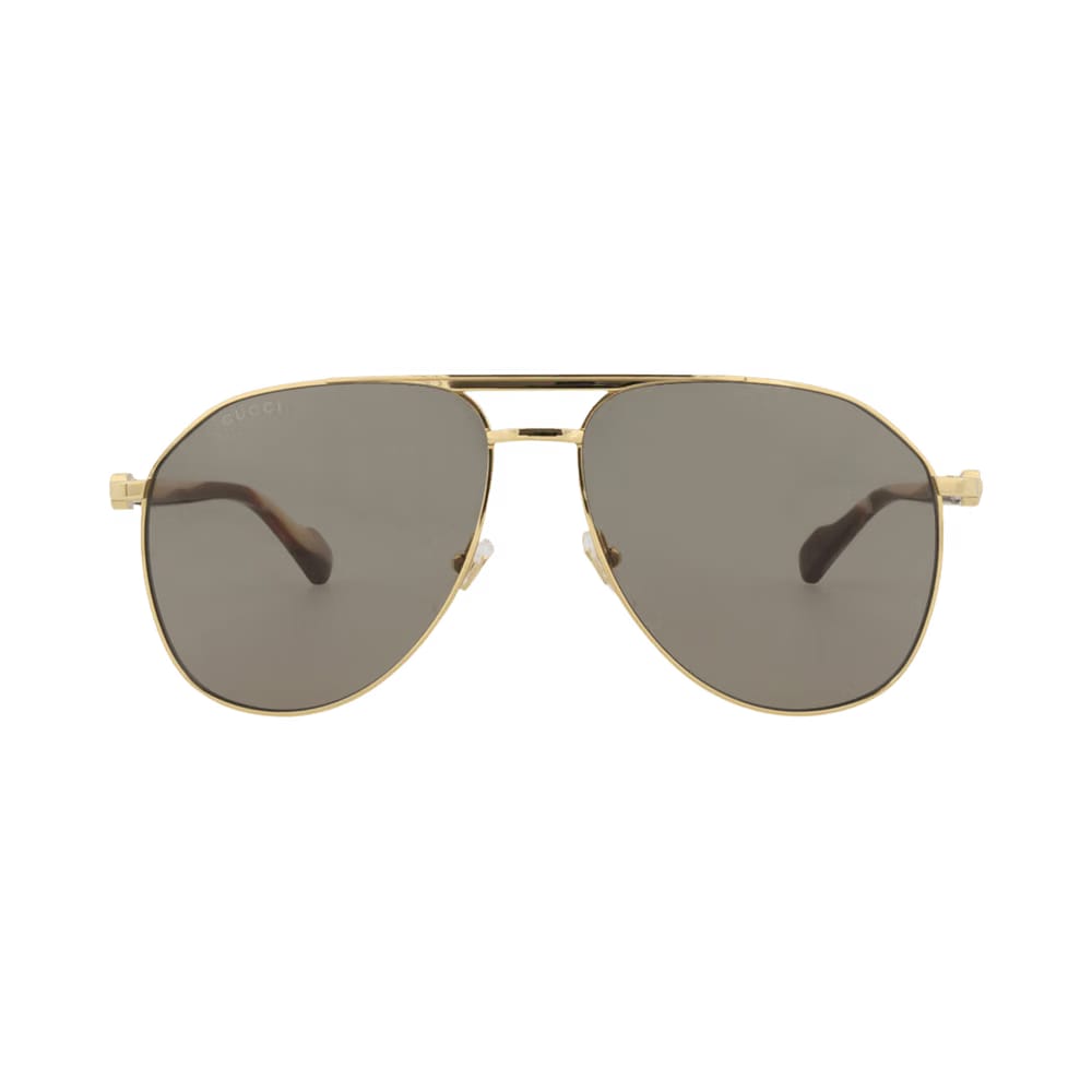 Gucci Aviator-Frame Metal Sunglasses Gold Brown
