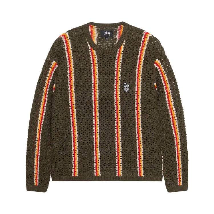 Stussy x Patta Striped Loose Gauge Sweater Olive