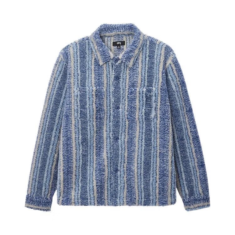 Stussy Stripe Sherpa Shirt Indigo
