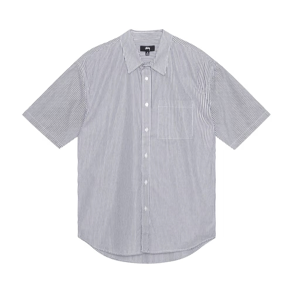 Stussy 8 Ball Stripe Boxy Shorts-Sleeve Shirt Navy