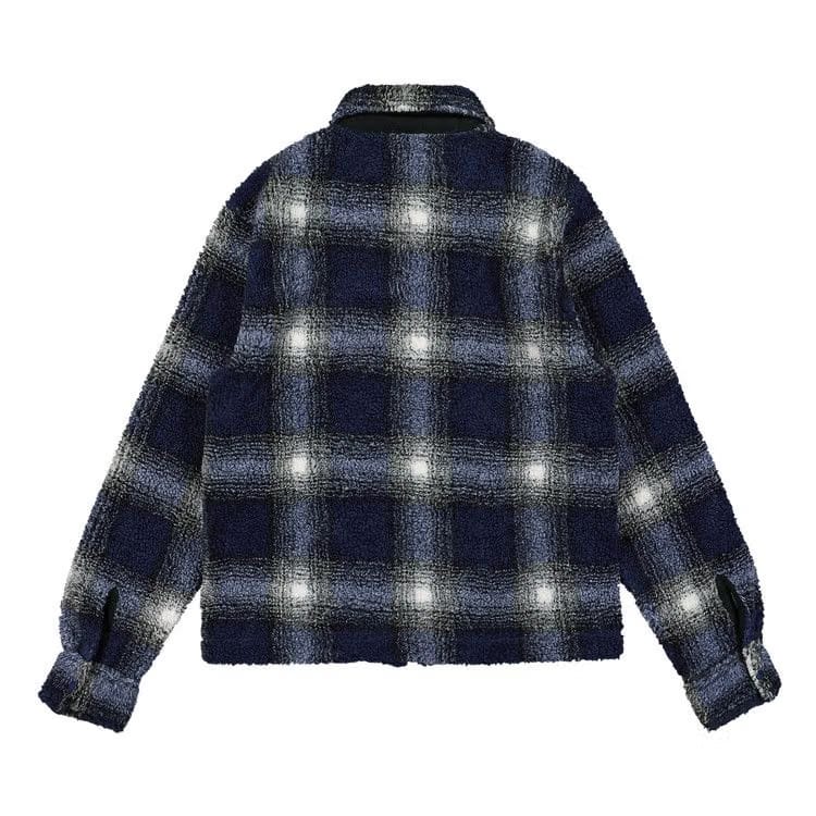 Stussy Shadow Plaid Sherpa Zip Shirt Blue