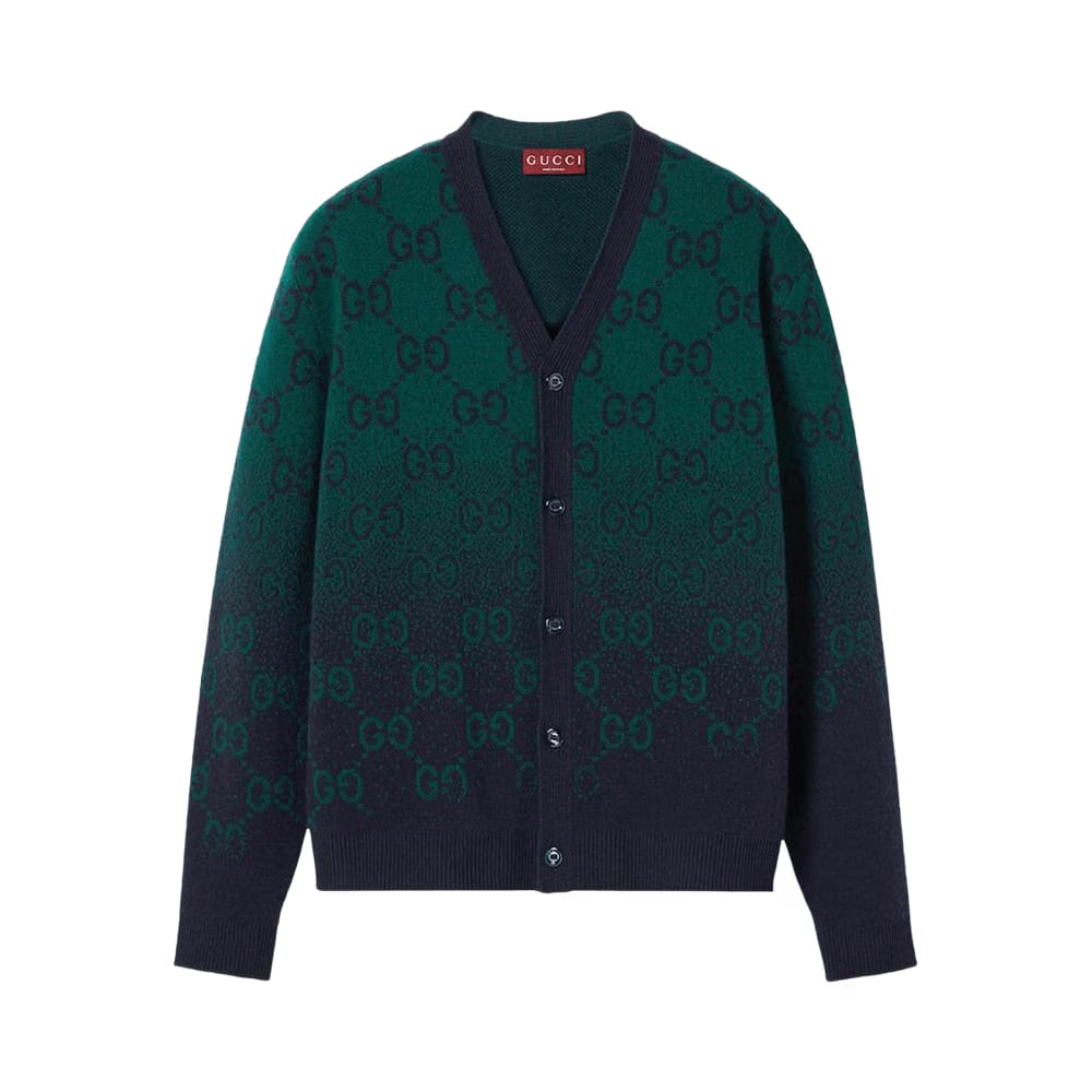Gucci Degrade Jacquard Cardigan Green/Navy