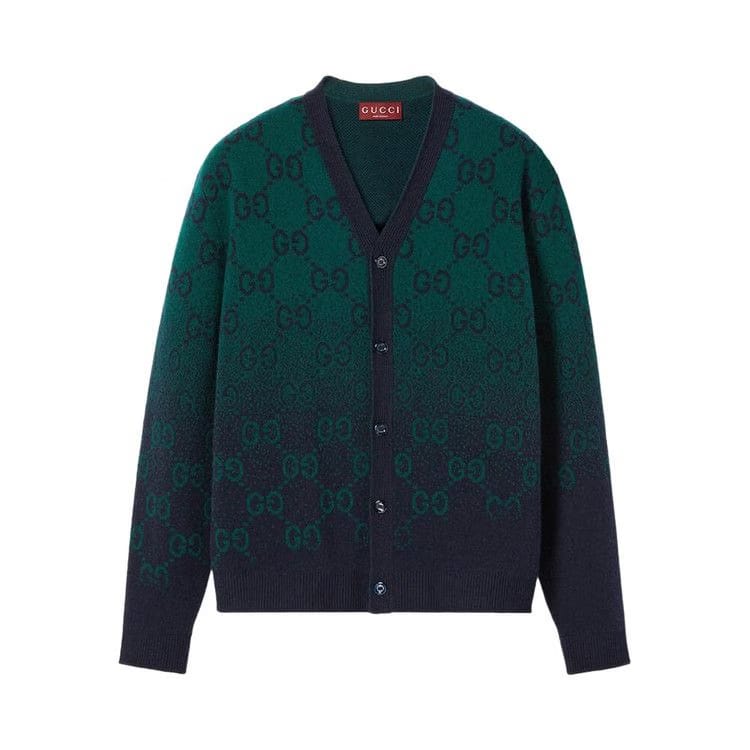 Gucci Degrade Jacquard Cardigan Green/Navy