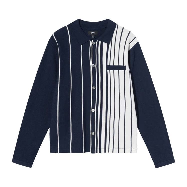 Stussy Striped Knit Shirt Navy