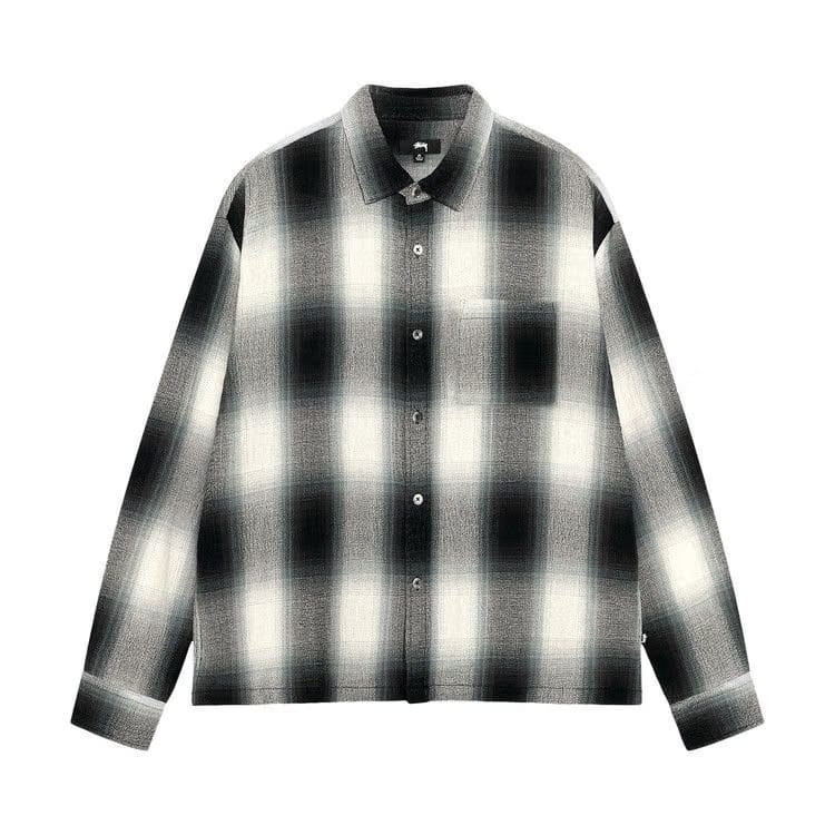 Stussy Loose Weave Plaid Shirt Grey