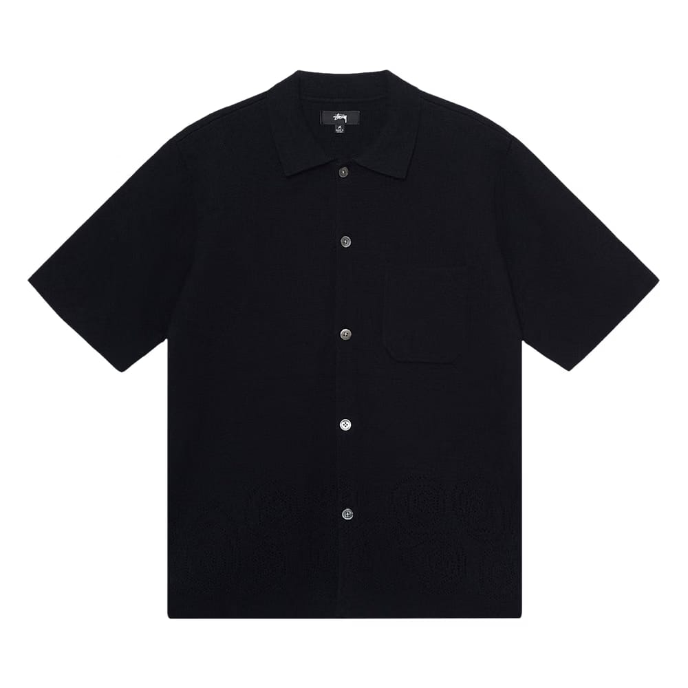 Stussy Perforated Swirl Knit Shirt Black