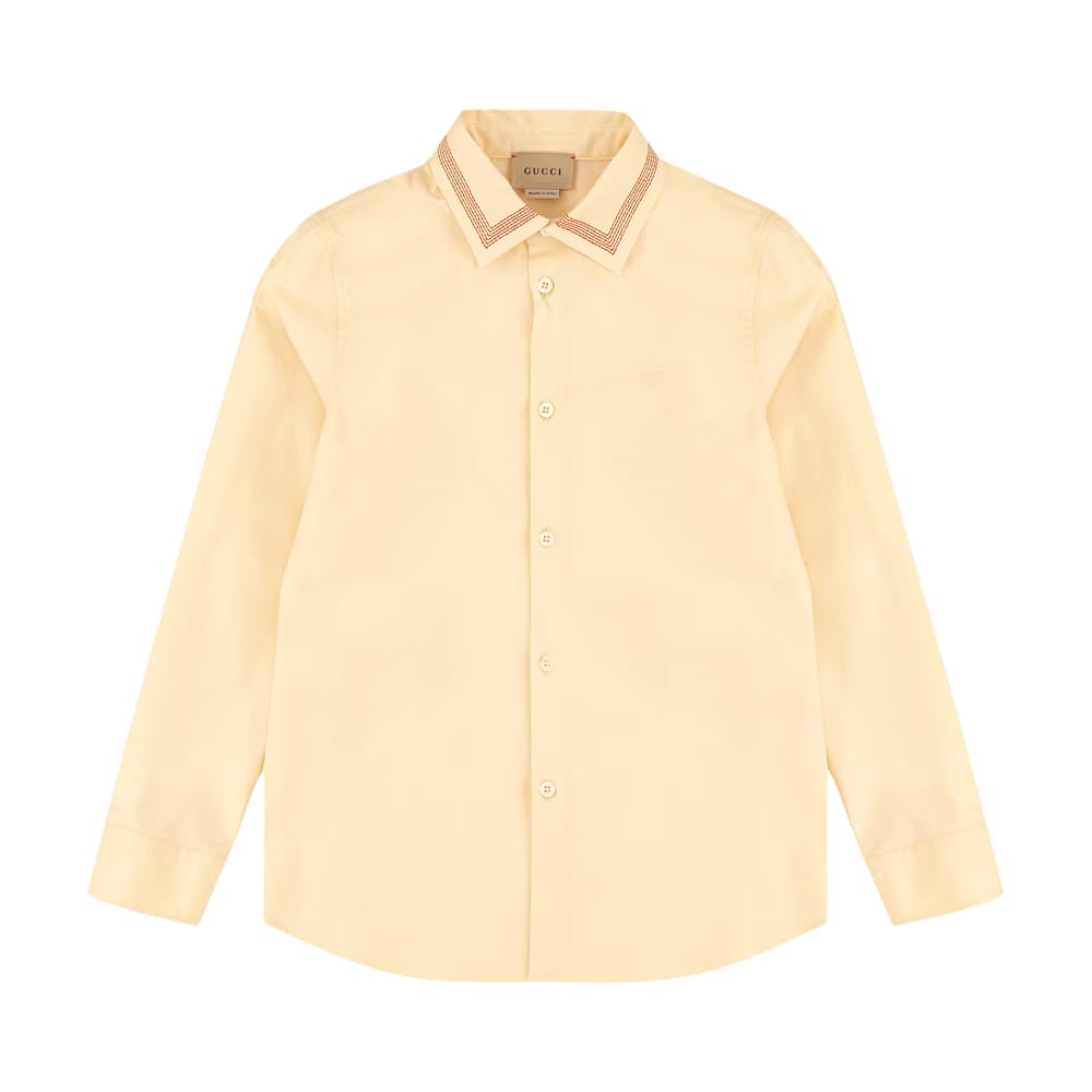 Gucci Kids Embroidered Button-Down Shirt Cream