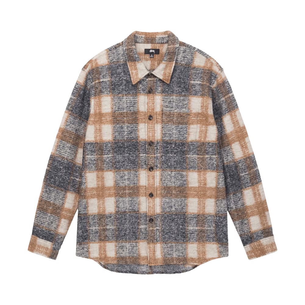 Stussy Plaid Knit Shirt Navy