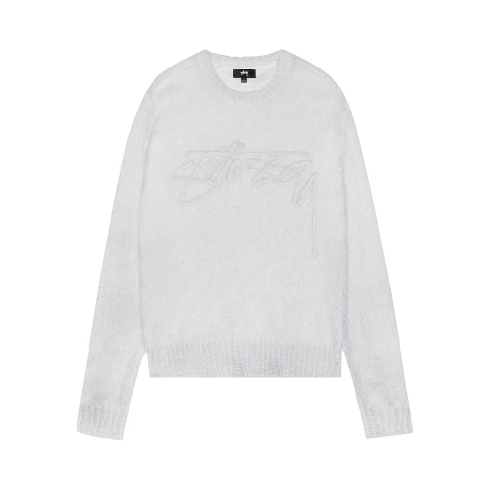 Stussy Loose Knit Logo Sweater Bone
