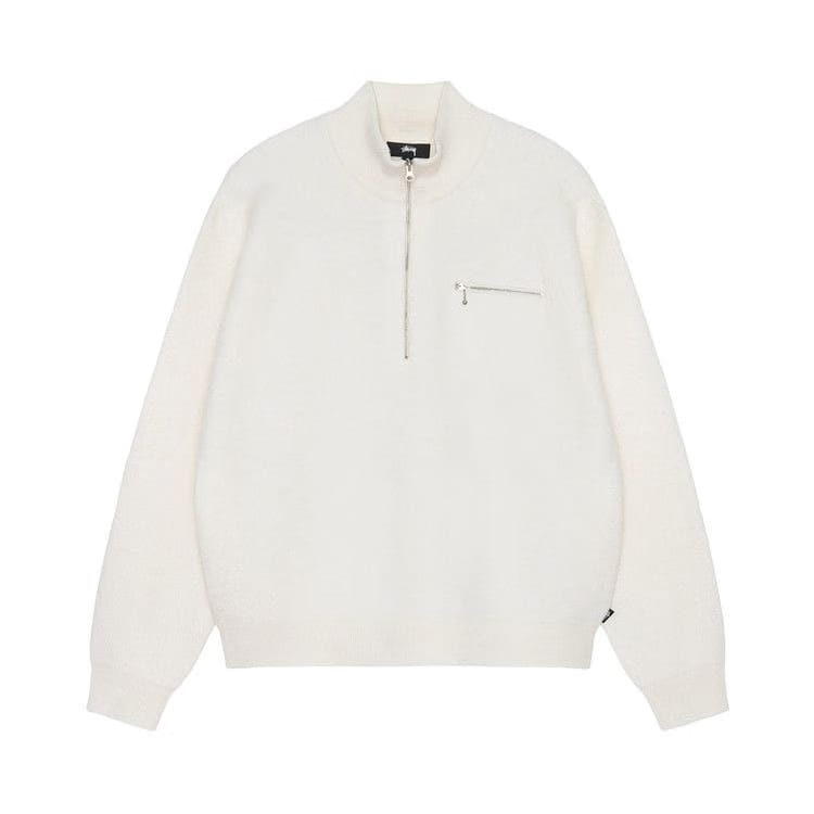 Stussy Half Zip Mock Neck Sweater Ivory