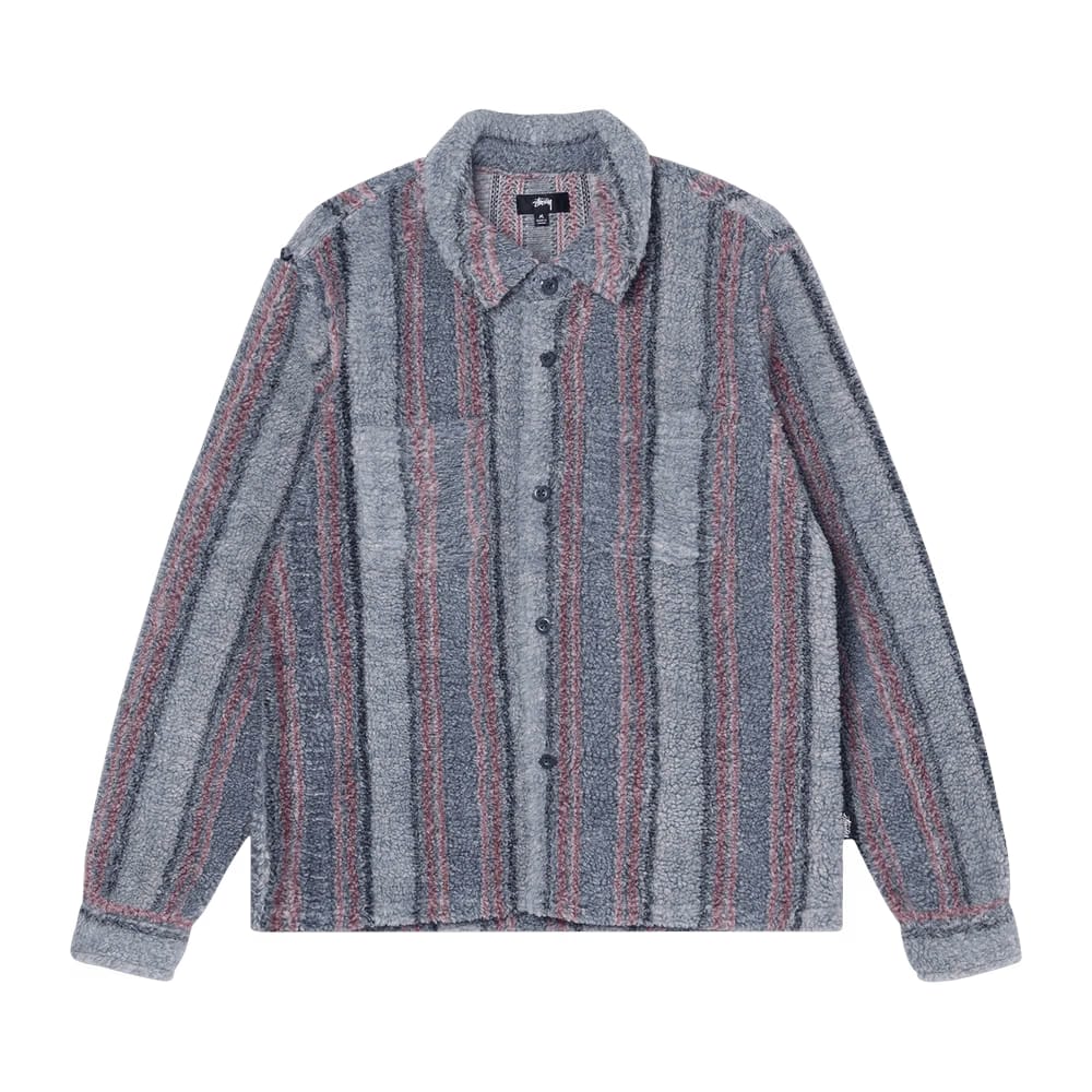 Stussy Stripe Sherpa Shirt Blue