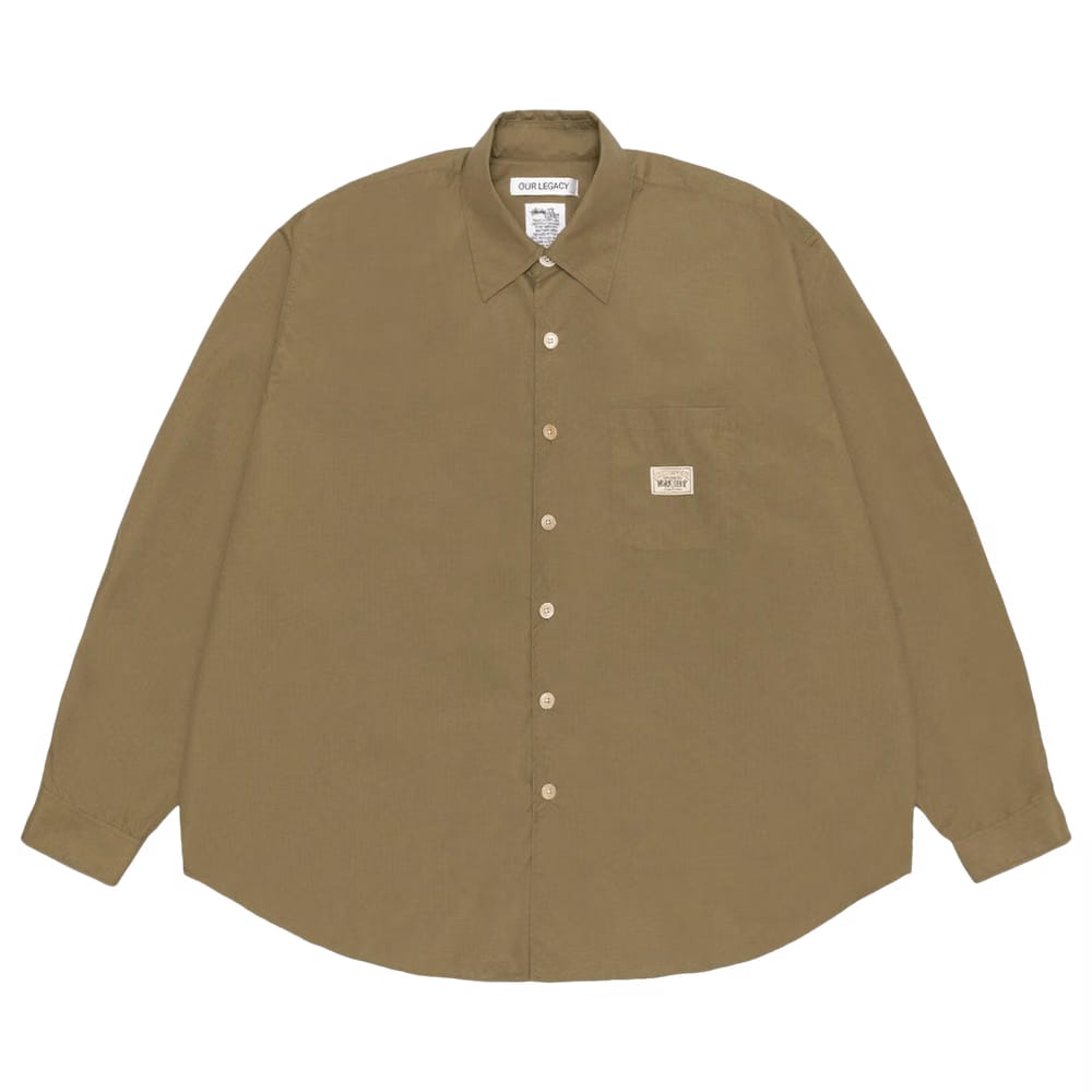 Stussy x Our Legacy Work Shop Borrowed Shirt Olive Nylon Ripstop