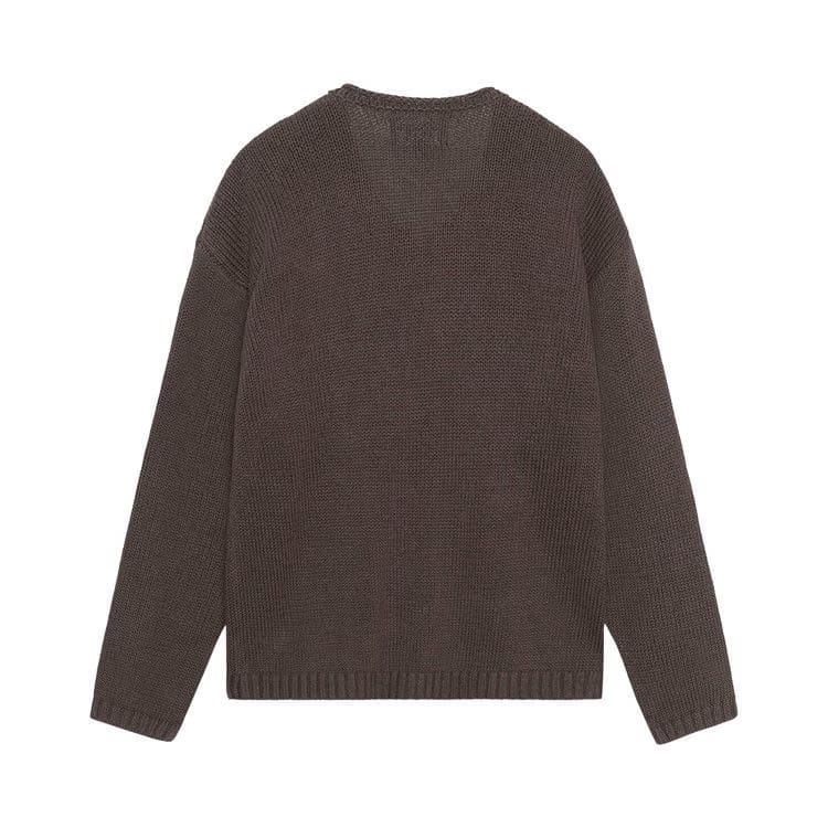 Stussy Embroidered V Neck Logo Sweater Brown