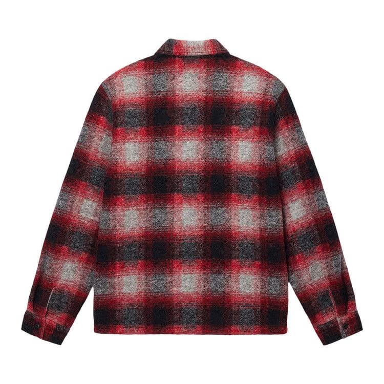 Stussy Brushed Wool Plaid Zip Shirt Red